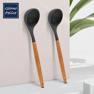 [Giorno Felice] Cucharón de Silicona con Mango de Madera, Resistente al Calor, Utensilio de Cocina de Silicona, Cucharón Antiadherente - Product Image 3