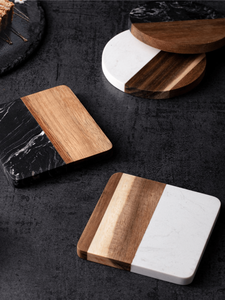 Sous-verres modernes écologiques en bois et marbre, design carré, pour le bureau et la maison - Product Image 3