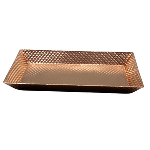 Bandeja decorativa cuadrada de tela y MDF Bandeja de servicio de diseño de lujo de color verde para suministros de hotel - Product Image 4