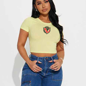 T-shirt vintage de haute qualité pour femmes vêtements de sport d'été personnalisés à manches courtes respectueux de l'environnement - Product Image 3