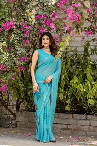 ZAIN EXPORT RICH LOOK <b>SATIN</b> HEAVY FUAX GEOREGTTE ZARI SAREE for PARTY with QUICK DRY UNSTITCHED <b>BLOUSE</b> Casual All Seasons - Product Image 4