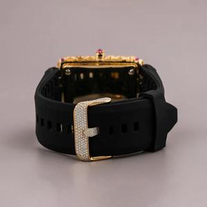 Custom 18k <b>Solid</b> <b>Gold</b> Leb Grown Diamond <b>Watch</b> Hip Hop Jewelry Leather Band <b>Watch</b> for <b>Men's</b> Fashion Jewelry - Product Image 3
