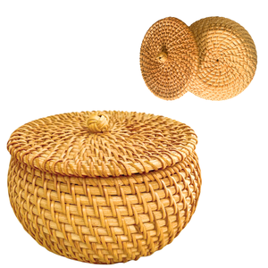 Elegantemente organizado-Cesta de ratán con tapa-Peso de solo 50 gramos-Multiusos para uso doméstico y de oficina - Product Image 1