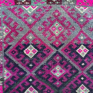 Alfombra Turca de 2.8x11.2 pies, Alfombra Vintage, Alfombra Oriental Rosa Púrpura - Product Image 4