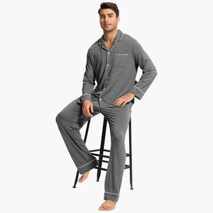 Wholesale Pajama Set for Men Soft Modal Men's Pajamas Long Sleeve Long Pants Bamboo <b>Pyjamas</b> Custom OEM ODM Plus Size Breathable - Product Image 3