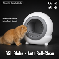 Bac à litière pour chat auto-nettoyant 65L, lavable, sans odeur, avec tamisage automatique, vente en gros d'usine OEM