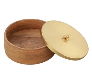 กล่องไม้ใส่อาหารแบบกลมใช้ในห้องครัวใช้ในบ้านภาชนะใส่อาหารดีไซน์ตามสั่งกล่องเสิร์ฟอาหารขนาดพิเศษพร้อมฝาปิด - Product Image 1