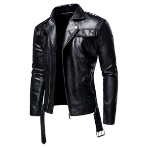 Nouveaux hommes en cuir véritable enduit toile formelle col montant veste en cuir 2025 printemps mode en gros - Product Image 2