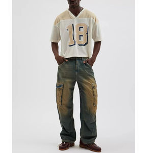 OEM personnalisé 100% coton vente en gros Hommes Football T-shirt Streetwear sérigraphie graphique Boxy recadrée Football Américain Jersey - Product Image 3