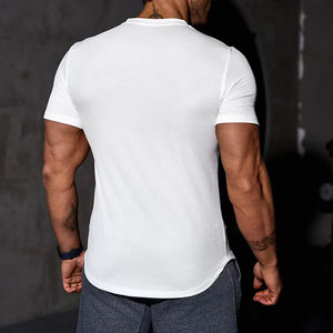 เสื้อยืดออกกำลังกายคอวีแบบสวมหัวเข้ารูปกล้ามเนื้อโค้งเสื้อยืดออกกำลังกายที่มีน้ำหนักเบา2025ล่าสุด - Product Image 4