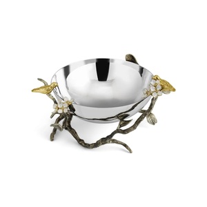 Bol de service rond en acier inoxydable le plus vendu avec support coulé et bol moyen Love Birds coulé disponible au meilleur prix - Product Image 1