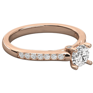 Anillo de Compromiso con Diamante Redondo Engastado en Puntas para Ella - Product Image 5