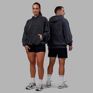 Sudadera Unisex Extra Grande al por Mayor, Sudadera con Capucha Lavada al Ácido de Secado Rápido, 100% Algodón, Bolsillos Tipo Canguro, Estilo Urbano, Ropa de Invierno - Product Image 1