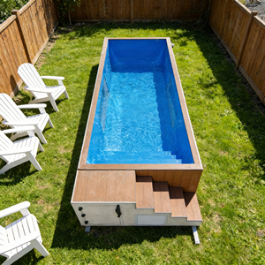 Piscine de nage et spa de luxe rectangulaire autoportante hors-sol en fibre de verre - Product Image 6