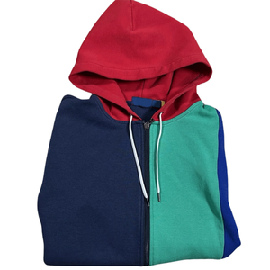 Sudaderas con capucha de primera calidad para hombre, cremallera completa, bloque de Color, azul, rojo, amarillo, algodón transpirable, mezcla de cremallera, sudadera básica para hombre - Product Image 4