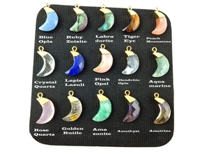 Piedra lunar blanca 18x7mm dijes de media luna chapados en oro colgante de piedra lunar blanca suministros de joyería hechos a mano a granel de moda celestial - Product Image 5