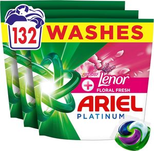 Cápsulas de Detergente Líquido para Lavandería Ariel Platinum PODS, 3x44 Lavados + Toque de Frescura Floral Lenor - Product Image 3