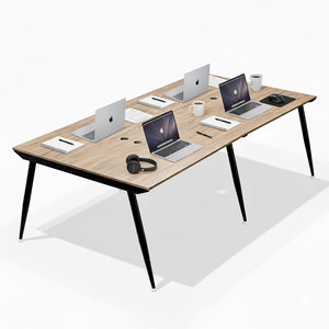 Table de salle à manger moderne minimaliste pour 4 personnes, 240x120cm, plateau en contreplaqué avec pieds en fer HBCO027 - Product Image 1