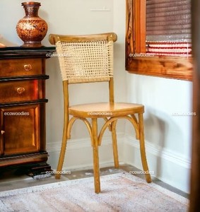 Modern Armless Solid Wood <b>Dining</b> Chair Luxury Minimalist Natural Rattan Woven Wicker Home Bar Office Hotel Furniture Custom Size - Product Image 4