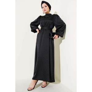 Robe en satin à manches ballon Mini Stone Noir - Product Image 4