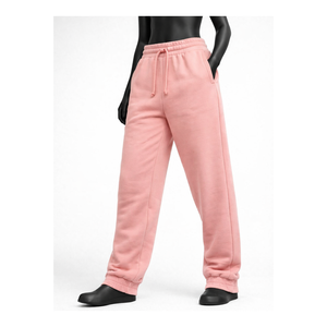Pantalon de jogging en molleton rose personnalisé pour femme, taille haute, cordon de serrage, taille élastique, bas de pantalon à revers, vente en gros OEM - Product Image 5