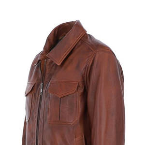 แจ็คเก็ตหนังแท้คุณภาพสูงสำหรับผู้ชาย ขายดีประจำฤดูหนาว ผลิตจากหนังแท้ 100% มีกระเป๋าแบบสั่งทำ 2 ด้าน ด้านหน้ากันลม ระบายอากาศได้ดี - Product Image 5