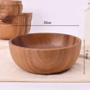 Stylish <b>rustic</b> carved wooden serving bowl for <b>farmhouse</b> <b>dining</b> <b>table</b> salad pasta bread fruit snack family gatherings - Product Image 1