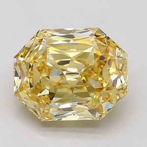10.17ct รูปทรงแปดเหลี่ยมสีเหลืองเข้มแฟนซี VS1ความชัดเจน - Product Image 1
