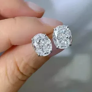 925 <b>Sterling</b> <b>Silver</b> 4Ct Round Brilliant Cut Moissanite Diamond Vintage Women's <b>Stud</b> <b>Earrings</b> by Tishya Jewellers - Product Image 1