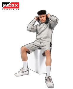 Sudadera con capucha y pantalones cortos para hombre con logotipo personalizado, conjunto de chándal personalizado para hombre - Product Image 3