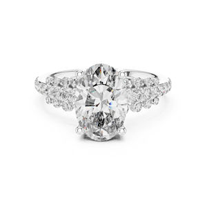 แหวนสตั๊ดทองคำ 14K ประดับเพชรทรงรีและทรงกลมที่เพาะเลี้ยงในห้องปฏิบัติการ |   ชุดลำลองประจำวัน |   เพชรที่เพาะเลี้ยงใหม่ - Product Image 3