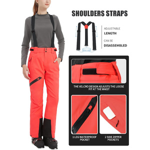 Baberos de esquí hechos a medida para mujer, pantalones de nieve aislados impermeables con etiqueta privada e impresión de logotipo para esquiar y hacer snowboard - Product Image 2