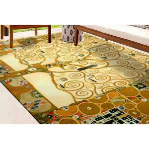 Alfombra 'Árbol de la Vida' de Klimt: Decoración Personalizada para Salón, Alfombra Delgada, con Pelo Suave - Product Image 2
