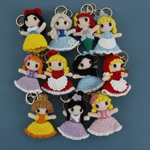 Neue Amigurumi Prinzessin Schlüssel bund häkeln winzige Prinzessin Puppe handgemachte Mini gehäkelte Charaktere hand gestrickte Häkel mädchen Puppe
