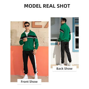 Ensemble de survêtement pour homme en polyester avec fermeture éclair, pour entraînement sportif, jogging, streetwear décontracté, tenue légère - Product Image 3