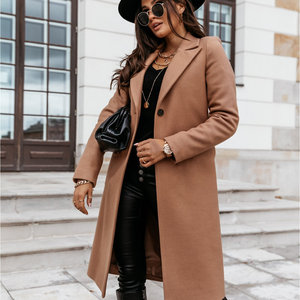 Manteau trench pour femme à manches longues, double boutonnage, avec capuche et revers, en tissu tricoté imperméable, rembourré en coton, pour l'automne, avec ceinture - Product Image 2