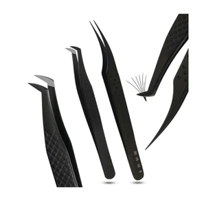 Juego de herramientas de maquillaje negro mate de acero inoxidable Premium de alta calidad, pinzas puntiagudas para cejas y pestañas para extensión de pestañas - Product Image 4