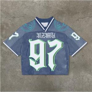 Mode Y2K vêtements hommes femmes Harajuku Hip Hop graphiques surdimensionné t-shirt Baseball Jersey col en V à manches courtes hauts - Product Image 5