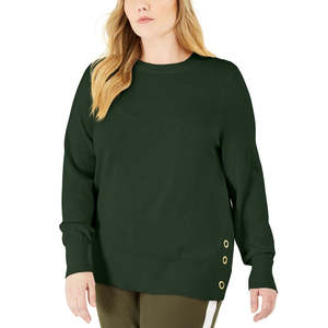 Cardigan in maglia traspirante verde da donna Michael Kors con dettagli a occhielli e bottoni, ideale per l'autunno/inverno, casual, con chiusura frontale - Product Image 1