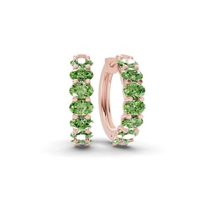 Pendientes de Aro Ovalados con Diamantes Cultivados en Laboratorio, Color Verde Lago Oceánico, 1 Ct Tw, Claridad VS, 14 Diamantes, Oro Sólido de 14K, Tono Costero, para Mujer - Product Image 2