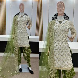 นำเสนอชุดแต่งกายสำหรับงานปาร์ตี้ดีไซน์ใหม่ดูยอดเยี่ยม doti salwar และ dupatta งานเย็บปักถักร้อยหนัก5มม. ลำดับด้วยแขนยาว - Product Image 2