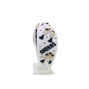 New year seed beaded top knotted headband cheers to new year party vibe beaded <b>hair</b> <b>accessories</b> manufacture hand embroidered - Product Image 1