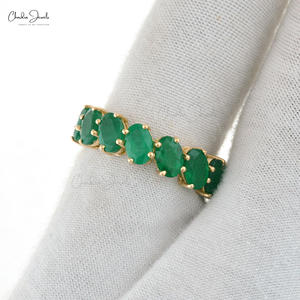 100% Natural Emerald Wedding <b>Band</b> 6.35 Ct Oval Cut Gemstone Eternity <b>Ring</b> <b>Band</b> for Women Fine Jewelry Factory Wholesale Price - Product Image 3