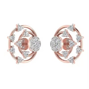 10K Rose Gold <b>Earrings</b> With Lab Grown Diamond <b>Long</b> Dangle Drop <b>Earrings</b> for Gift Wedding Party - Product Image 1