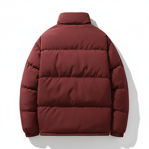 Autumn Thick Quilted Long Men's Stand Collar Loose Fit Eco-Friendly Filling Front Logo Fashion Casual Outerwear Bomber Jacket - Product Image 2