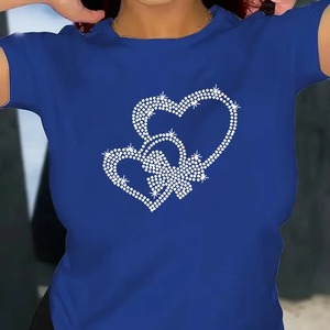 Camiseta de Algodón de Alta Calidad al por Mayor para Mujer, con Pedrería, Fabricantes OEM, Camisetas con Cuello Redondo Estampadas Personalizadas para Damas - Product Image 4