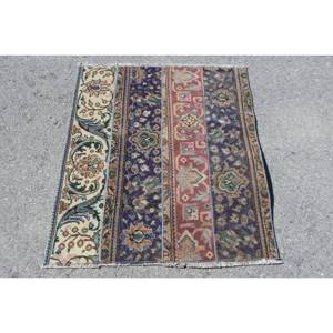 พรมโพลีเอสเตอร์ขนแกะตุรกีงานแฮนด์เมด3.2ft 2.8ชิ้นสีฟ้าคลาสสิกงานเย็บปะทรงสี่เหลี่ยมผืนผ้าดีไซน์สำหรับห้องนั่งเล่นห้องนอนน้ำยาง - Product Image 1