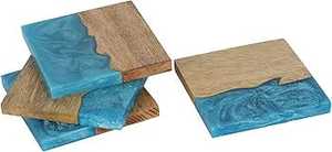 Bois d'acacia avec résine ustensiles de cuisine sous-verres tapis et tampons thé café lait Antic Save Design - Product Image 2