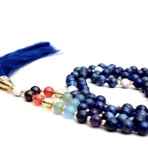 Nouveau Design fait à la main 108 perles Mala nouées 7 Chakra Yoga Pulsera Lapis Lazuli artiste indien mode perlé hindouisme fiançailles - Product Image 4