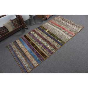 Alfombra de 3x5.9 pies, Alfombra Turca Vintage, Alfombra de Lana Azul Abstracta - Product Image 2